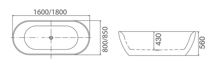 SORRENTO Freestanding Bathtub 1600/1800mm