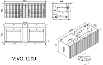 VIVO Wall Hung Vanity 750mm to 1500mm