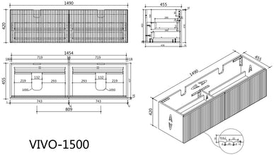 VIVO Wall Hung Vanity 750mm to 1500mm