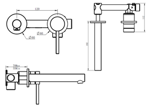 Kova Lead Free Wall Basin Mixer Straight Spout