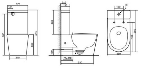 Kova Raised Height Back to Wall Toilet Suite Matte White