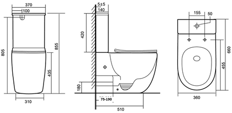 Pala Raised Height Tornado Flush Back to Wall Toilet Suite