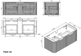 PIAZA Wall Hung Vanity 900mm to 1500mm