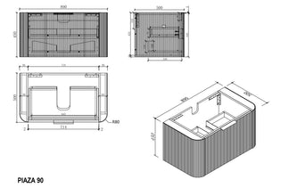 PIAZA Wall Hung Vanity 900mm to 1500mm