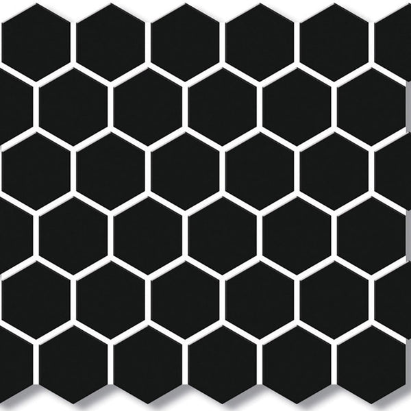 Hexagon Black Mosaic Tile 51mm