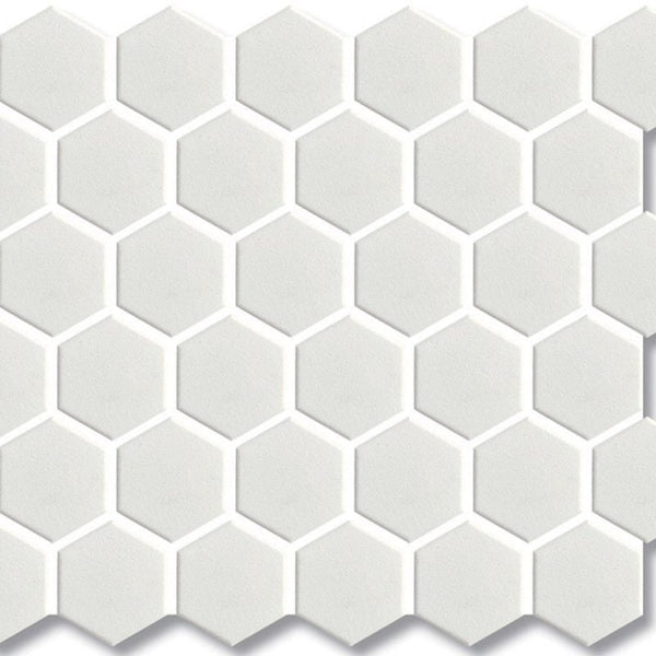 Hexagon White Mosaic Tile 51mm
