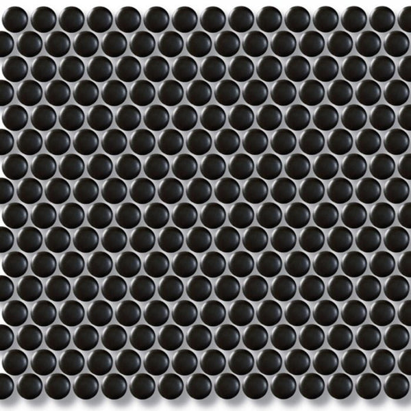 Penny Round Black Mosaic Tile Matt/Gloss