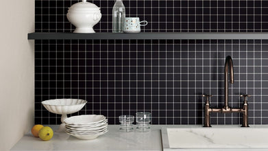 Square Black Mosaic Tile Gloss/Matt