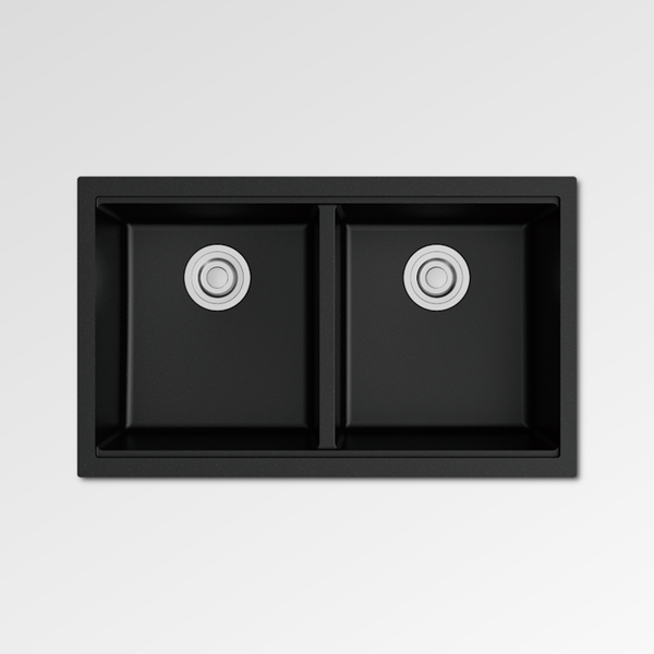 Kara Black Quartz Double Bowl Sink 760x458x220mm