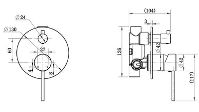 Star Mini Shower Diverter Mixer With Knurled Handle