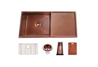 960x450x230mm Handmade Single Bowl Kitchen Sink with Drainer (Round Edges)