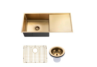 960x450x230mm Handmade Single Bowl Kitchen Sink with Drainer (Round Edges)