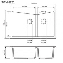 Carysil CGDB3220 Double Bowl Granite Kitchen Sink 800x500x220mm
