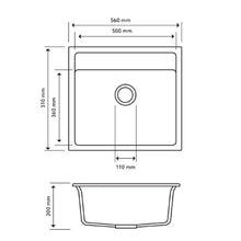 Carysil Waltz 560 Single Bowl Granite Sink 560x510x200mm