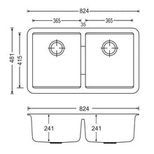 Carysil Double Bowls Granite Kitchen Sink 824x481x241mm