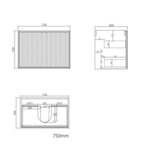 Hampton Mark II Satin White Wall Hung Vanity 600mm to 1500mm