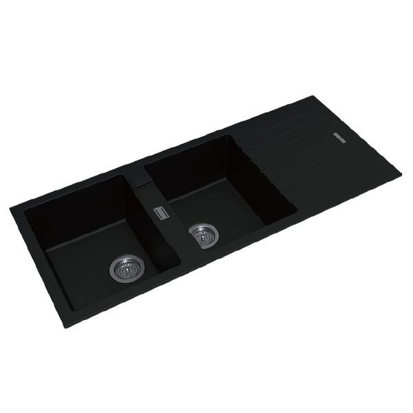 Arete Double Kitchen Sink with Drainer 1160x500x200mm