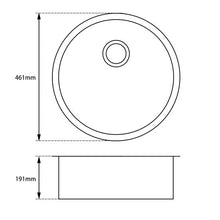 Arete Round Single Kitchen/Laundry Sink 460mm